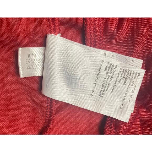 Adidas Womens Med Zip Front Track Coat Jacket Running Red with Stripes Pockets - Picture 12 of 12